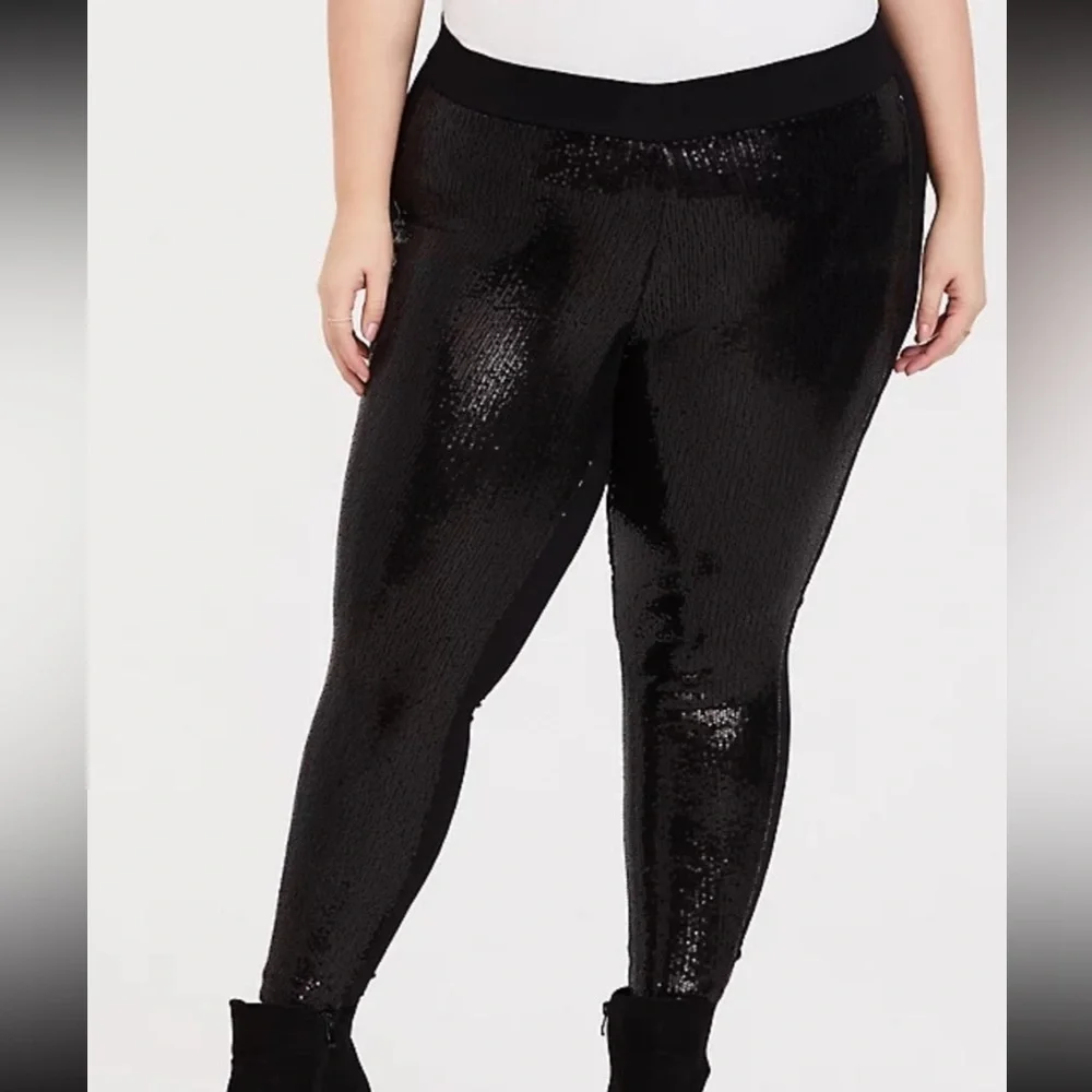 Torrid Black Sequin Platinum Leggings
